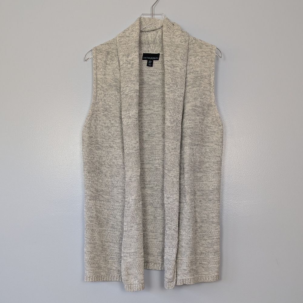 Cynthia Rowley Gray and Cream Sweater Vest Women's Medium